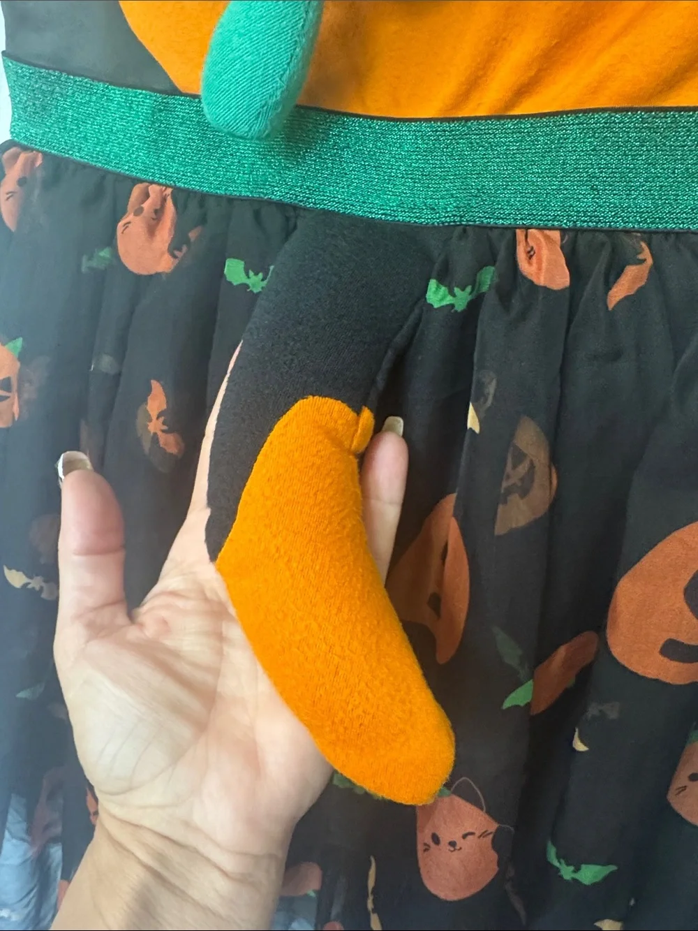 VGUC Squishmallows Cam the Cat Halloween Pumpkin Tulle Hooded Dress, Girls Sz L